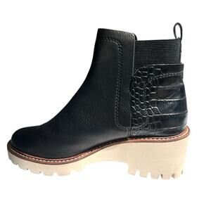 Dolce Vita H2O Black Chelsea Boots Croc Heel Lug Sole Waterproof Size 7